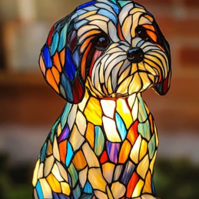 Kleurrijke Hondenlamp Van Hars | Decoratieve Dierenlamp