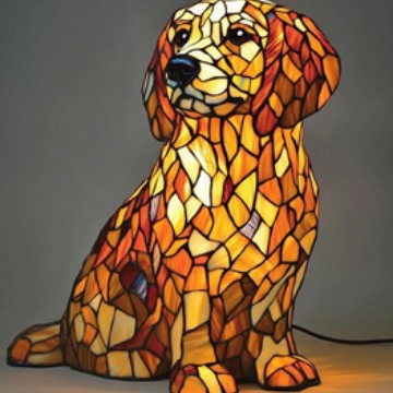Kleurrijke Hondenlamp Van Hars | Decoratieve Dierenlamp
