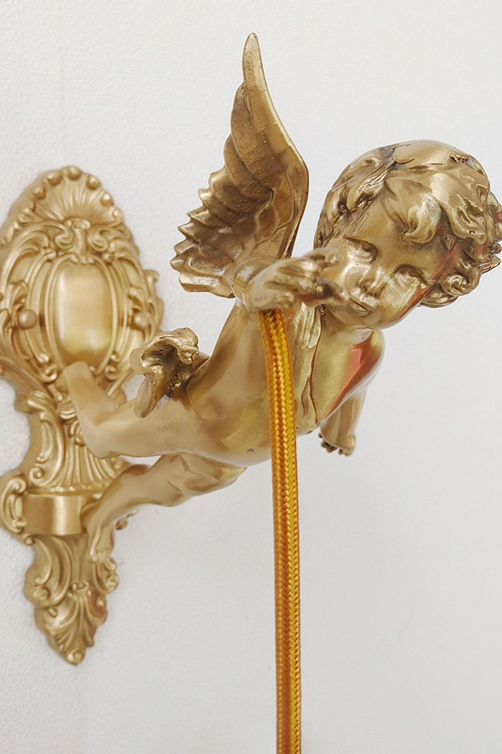 Engelen Wandlamp | Messing &amp; Kristal E14 Wandlamp Met Putto-Design