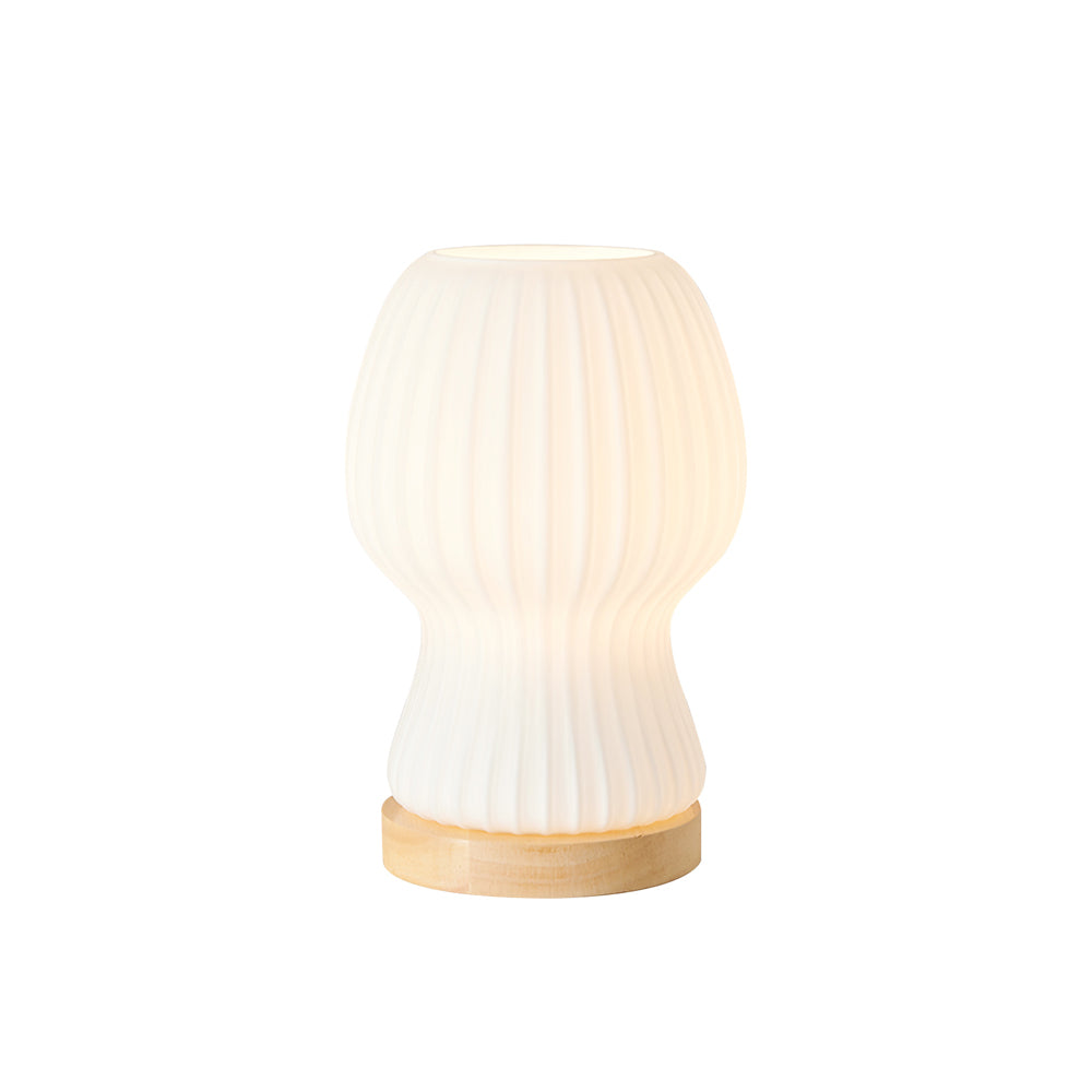 Lámpara de mesa de vidrio Japandi con iluminación ambiental suave