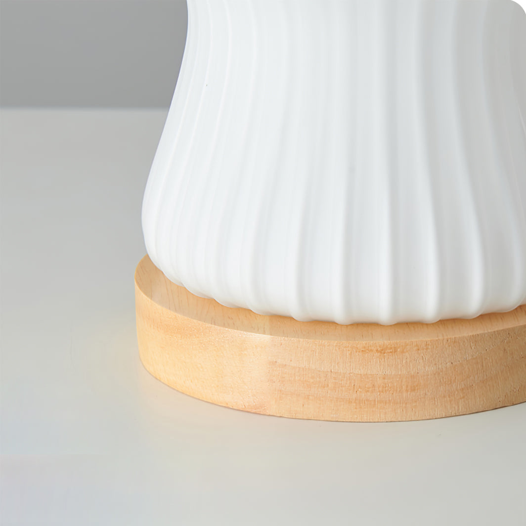 Lámpara de mesa de vidrio Japandi con iluminación ambiental suave