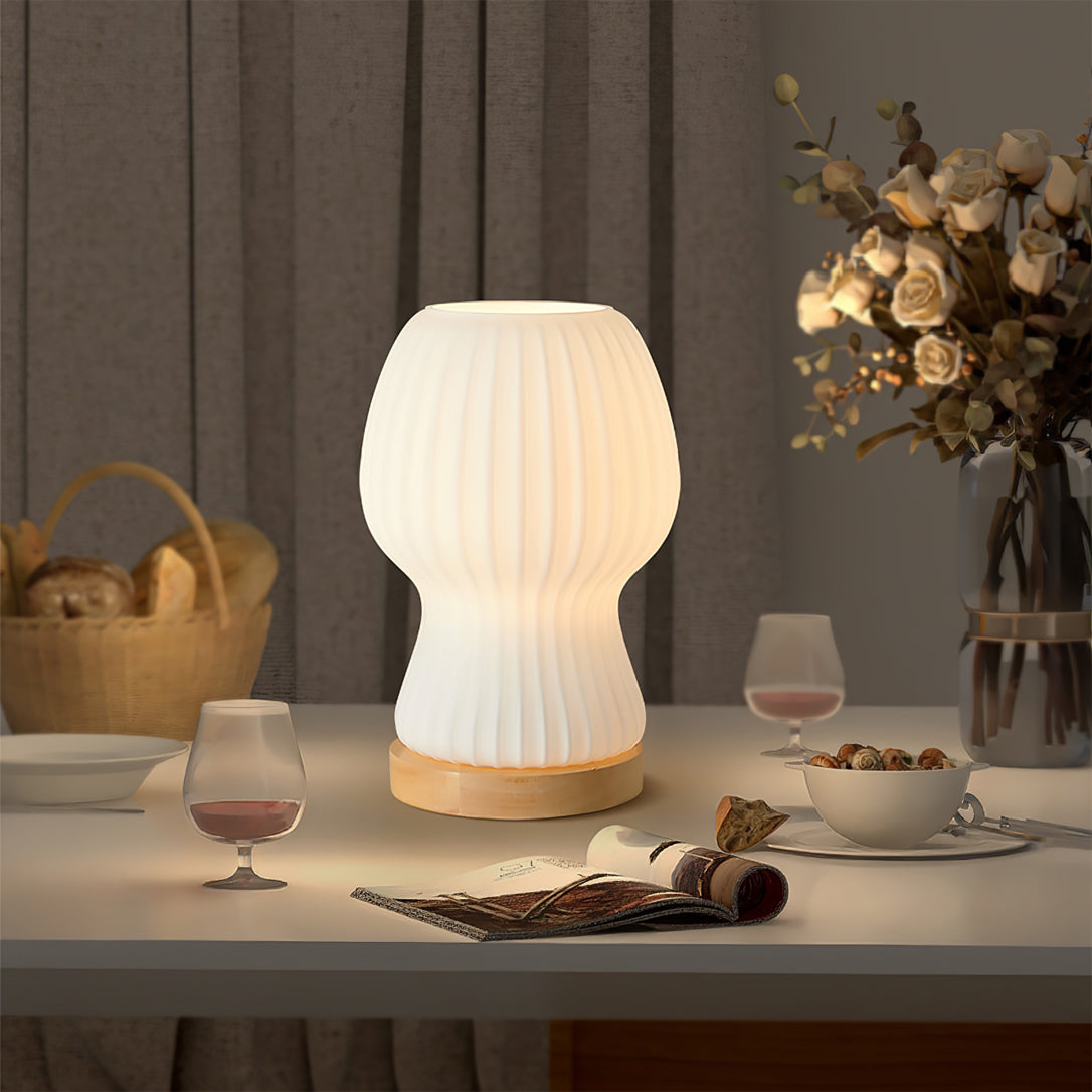 Japandi Glas Bordlampe med Blød Stemningsbelysning