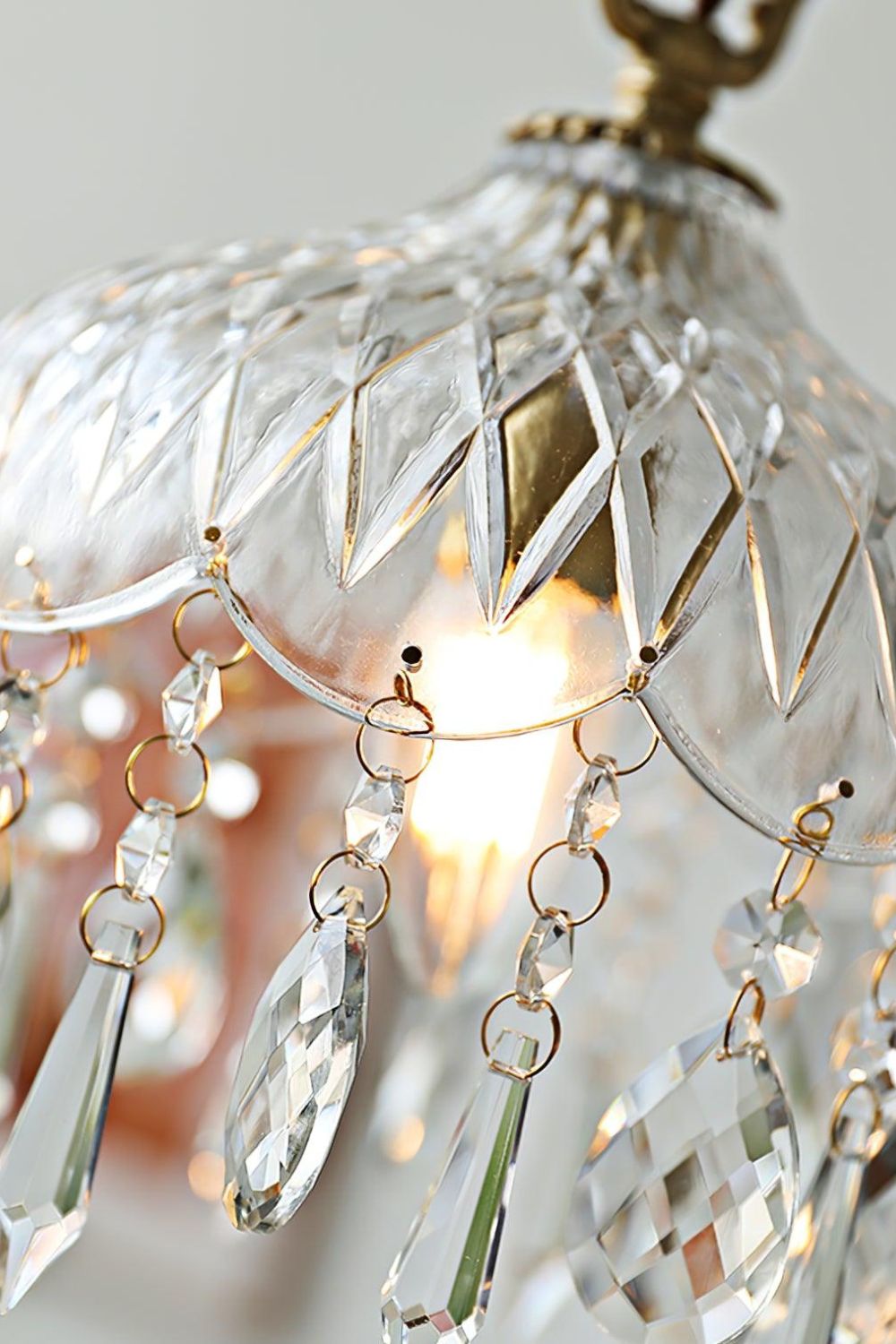 Komvormige Hanglamp | Vintage Messing &amp; Glazen E14 Plafondlamp