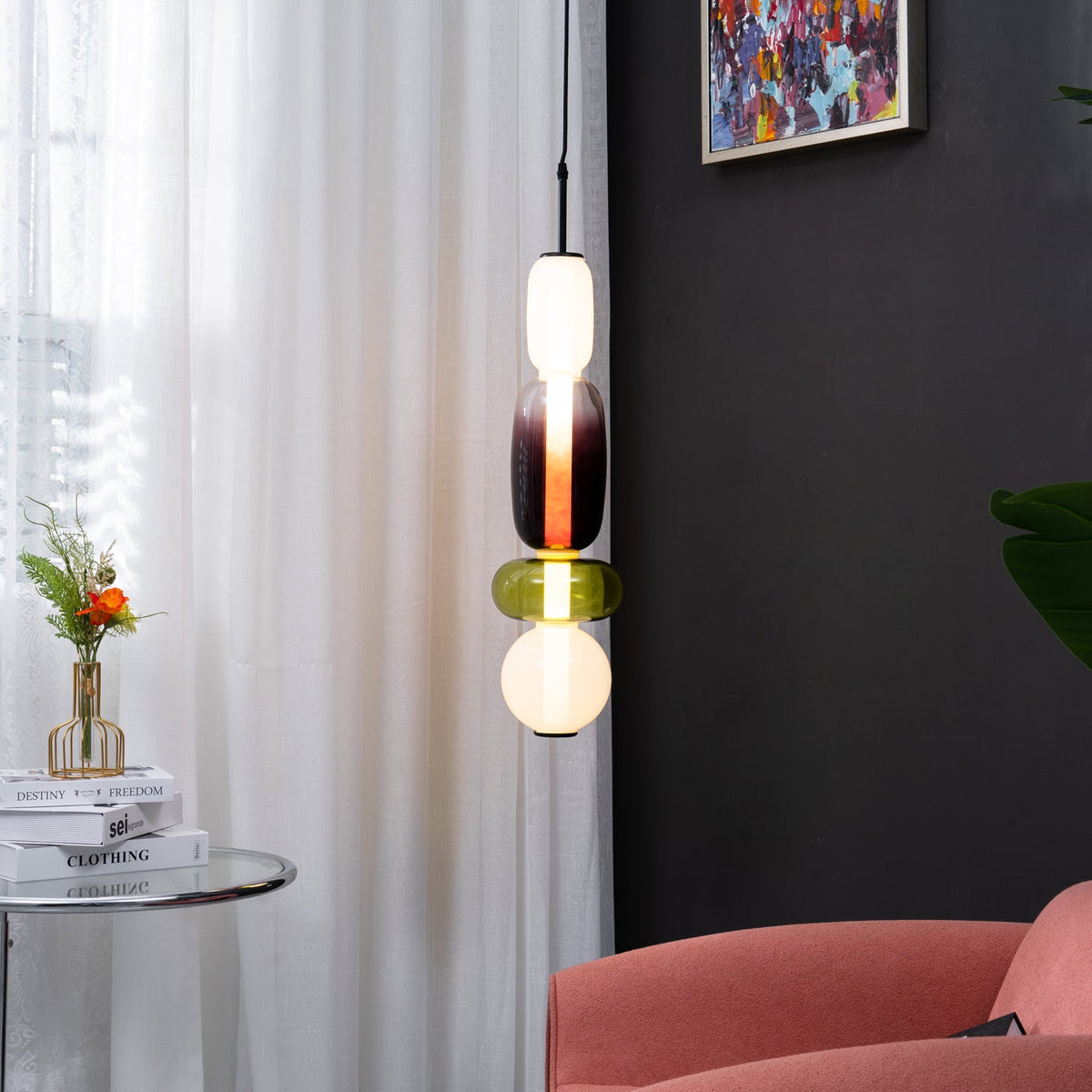 Scandinavische Candied-glazen hanglamp | Handgeblazen led