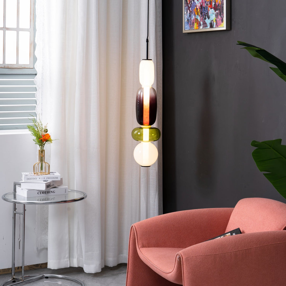 Scandinavische Candied-glazen hanglamp | Handgeblazen led