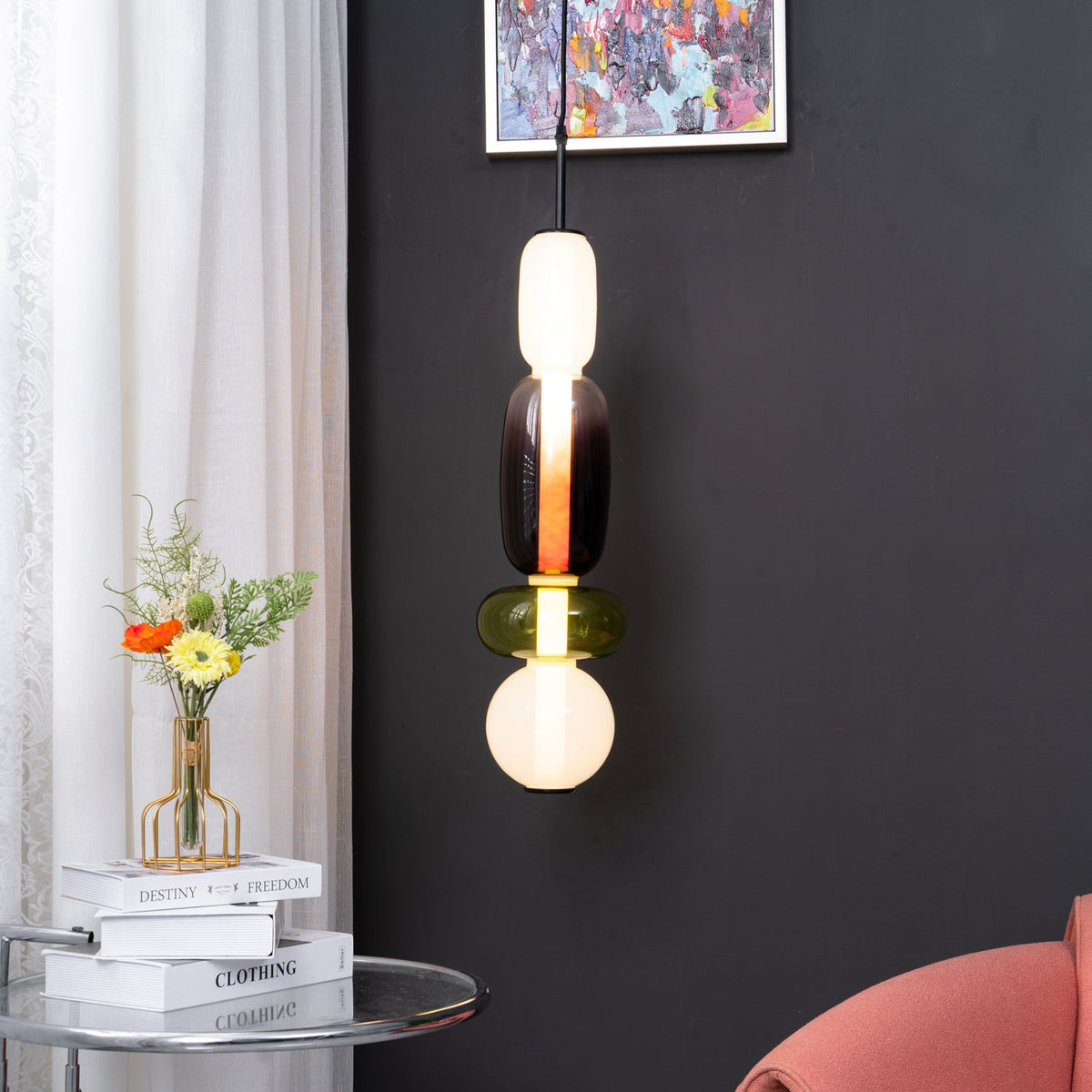 Scandinavische Candied-glazen hanglamp | Handgeblazen led