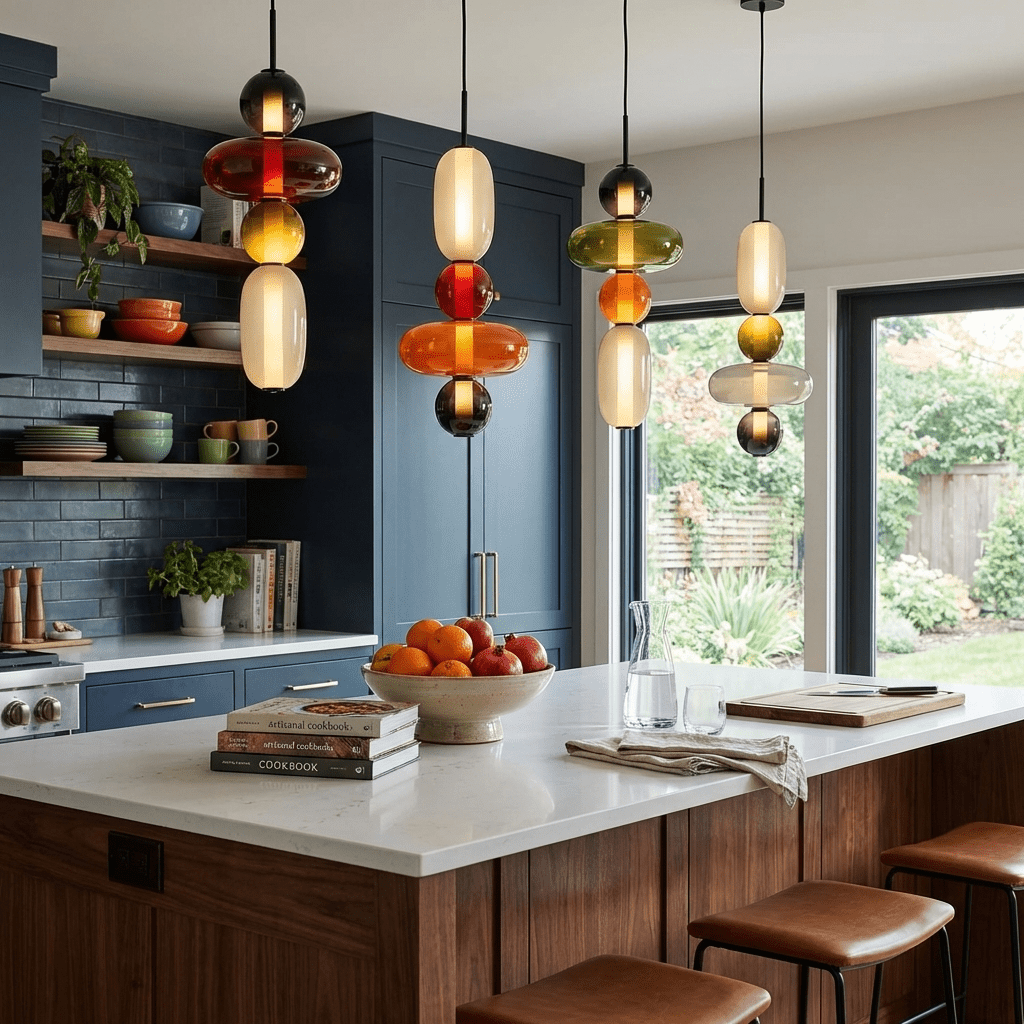 Scandinavische Candied-glazen hanglamp | Handgeblazen led