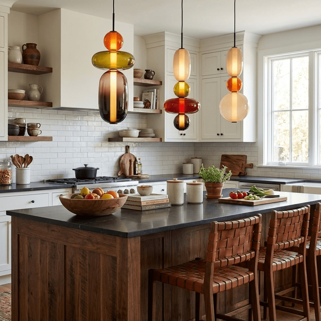 Scandinavische Candied-glazen hanglamp | Handgeblazen led
