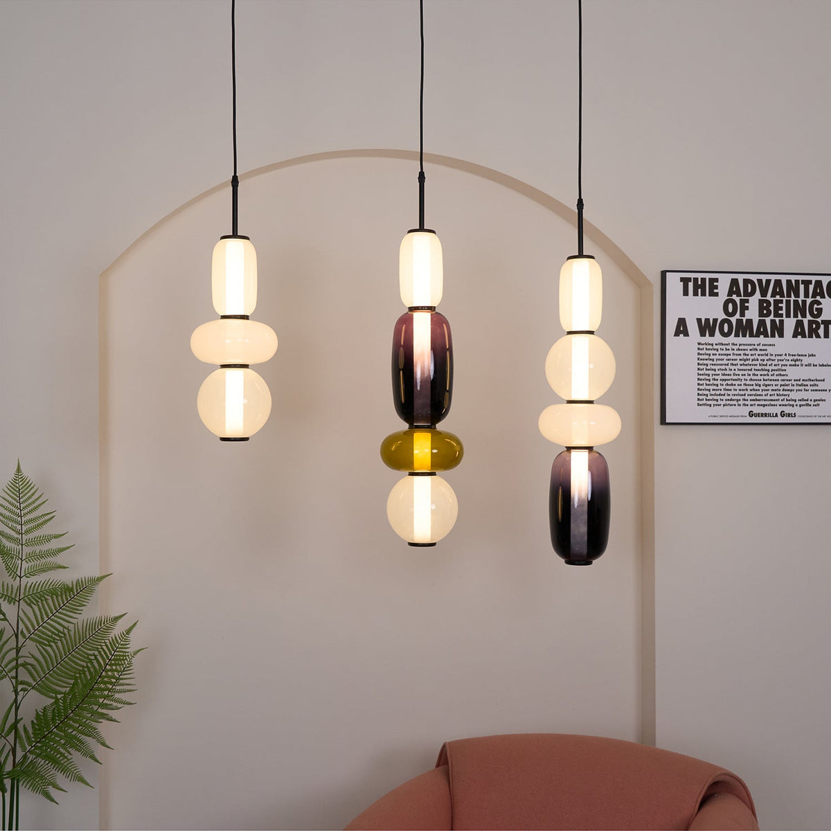 Scandinavische Candied-glazen hanglamp | Handgeblazen led