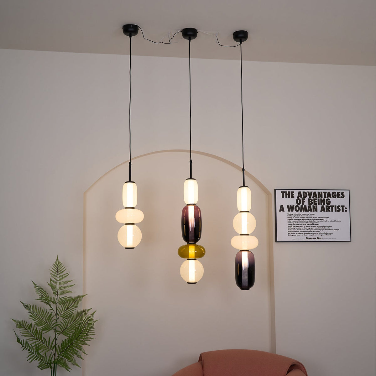 Scandinavische Candied-glazen hanglamp | Handgeblazen led