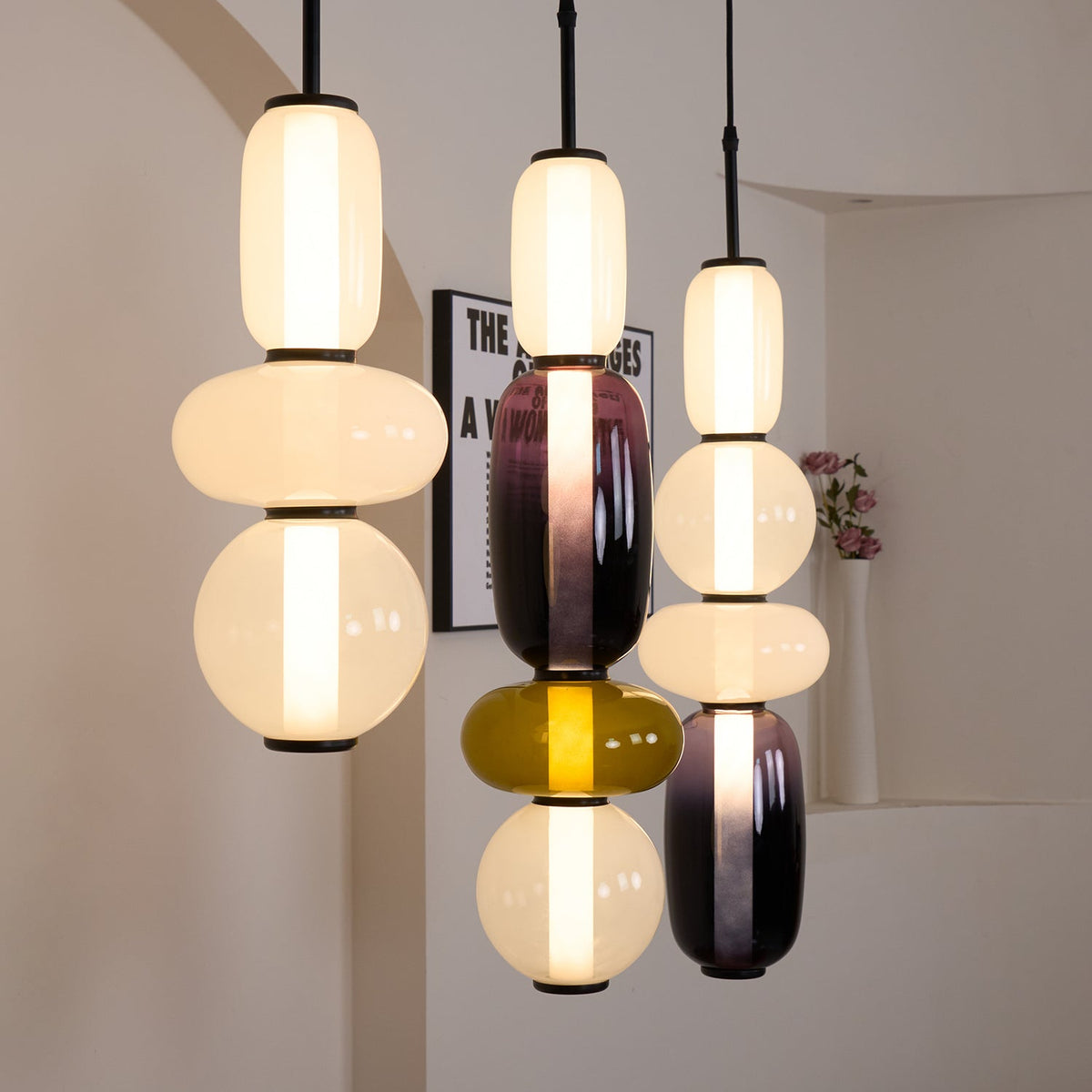 Scandinavische Candied-glazen hanglamp | Handgeblazen led