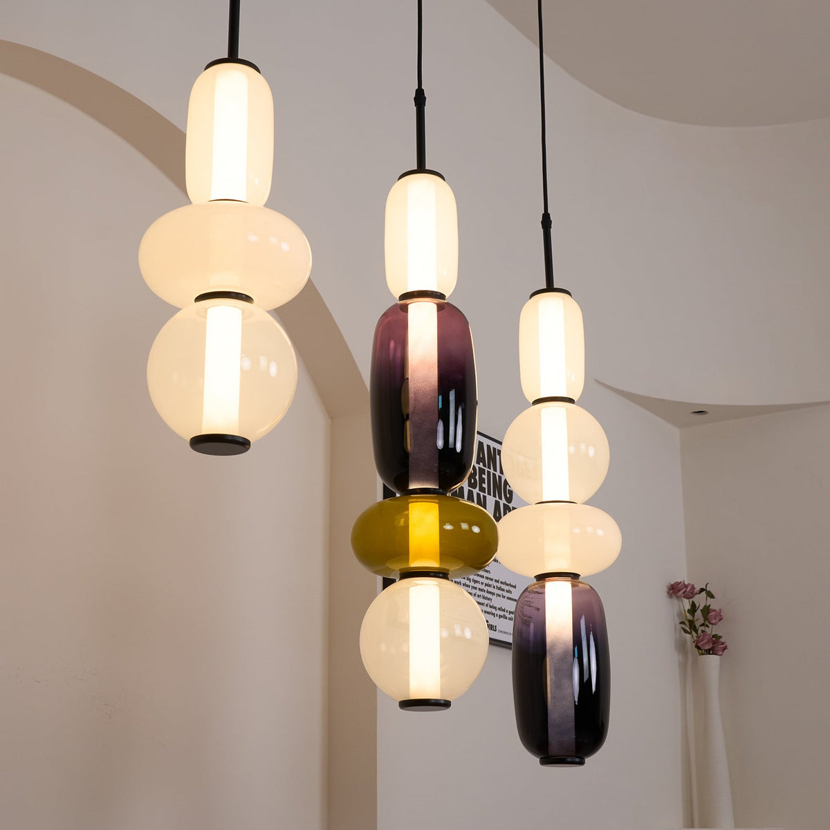 Scandinavische Candied-glazen hanglamp | Handgeblazen led