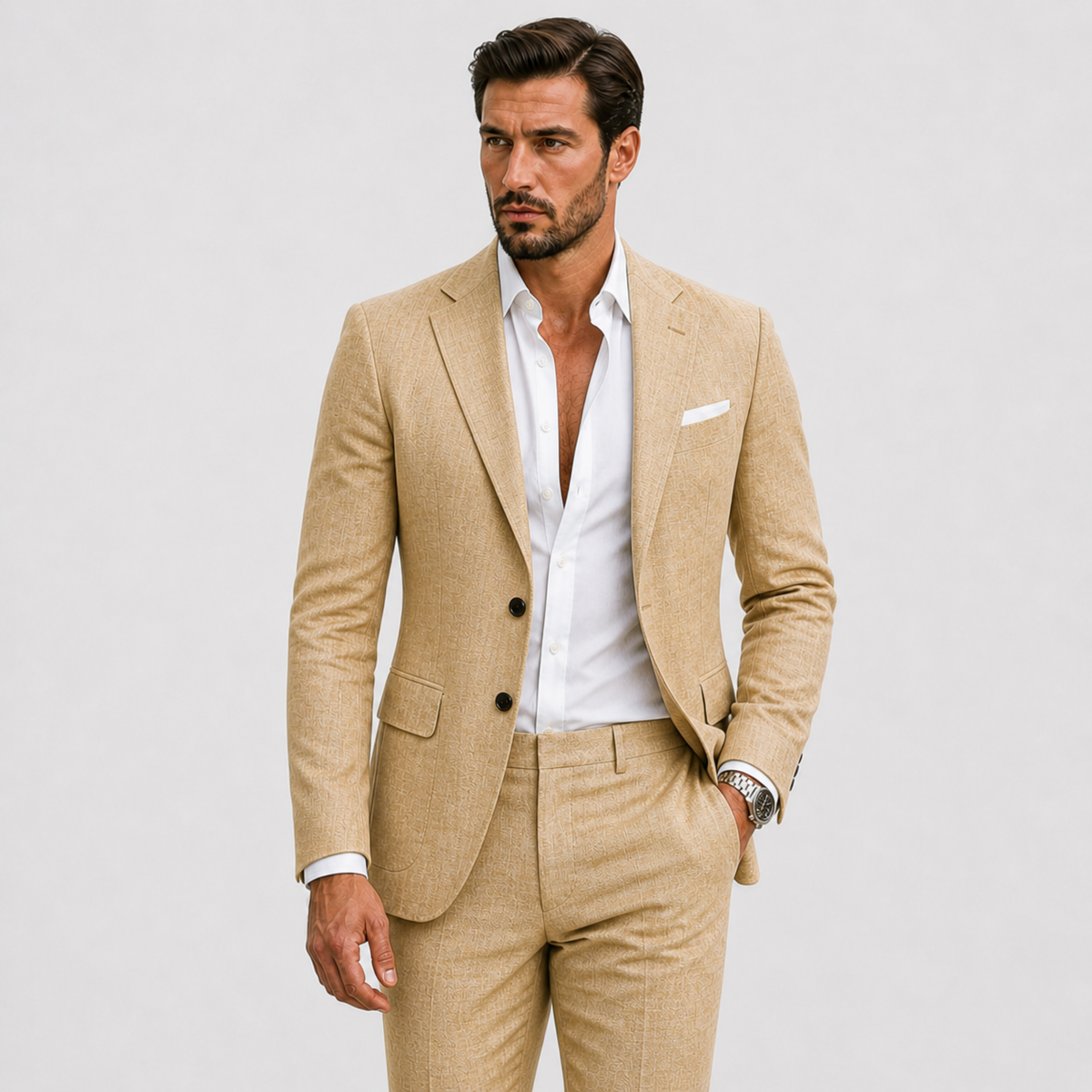Heren Slim-Fit Linnen Pak | Lichtgewicht Zomerpak Voor Bruiloften