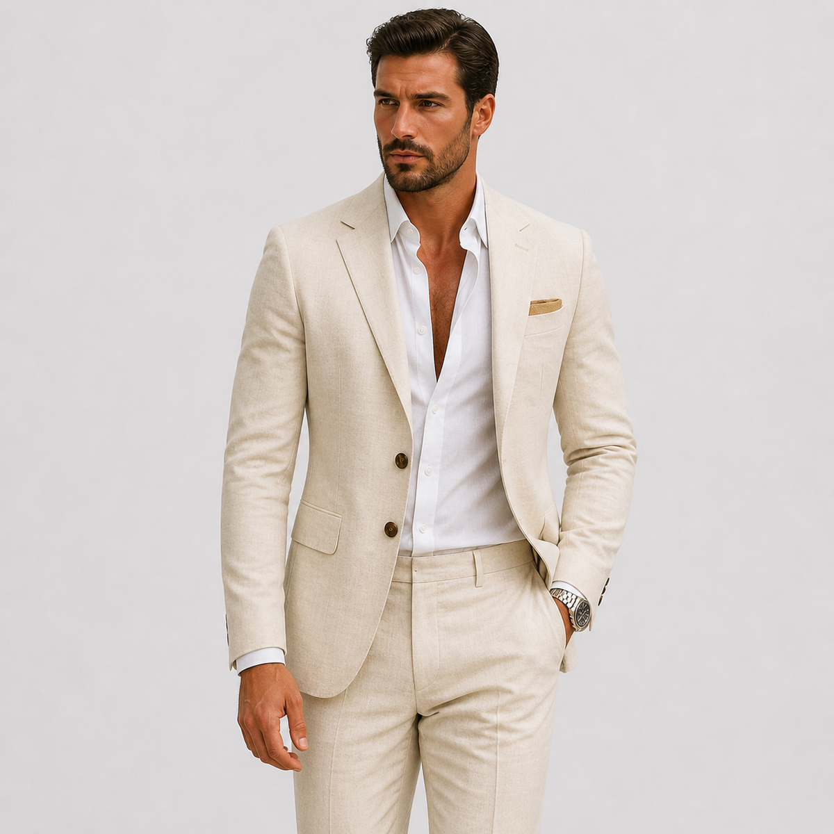 Heren Slim-Fit Linnen Pak | Lichtgewicht Zomerpak Voor Bruiloften