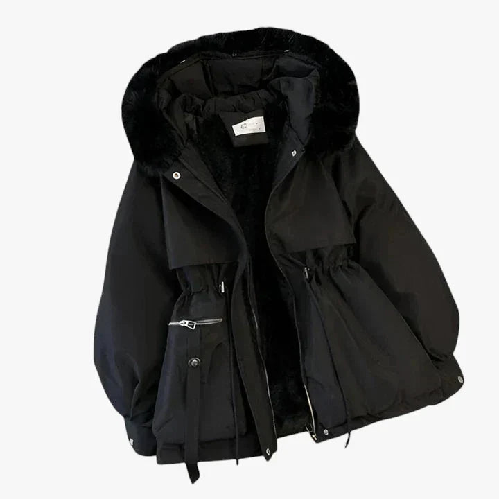 Abrigo de invierno para mujer con cuello de pelo | Chaqueta cálida y acolchada para mujer