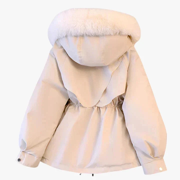 Abrigo de invierno para mujer con cuello de pelo | Chaqueta cálida y acolchada para mujer