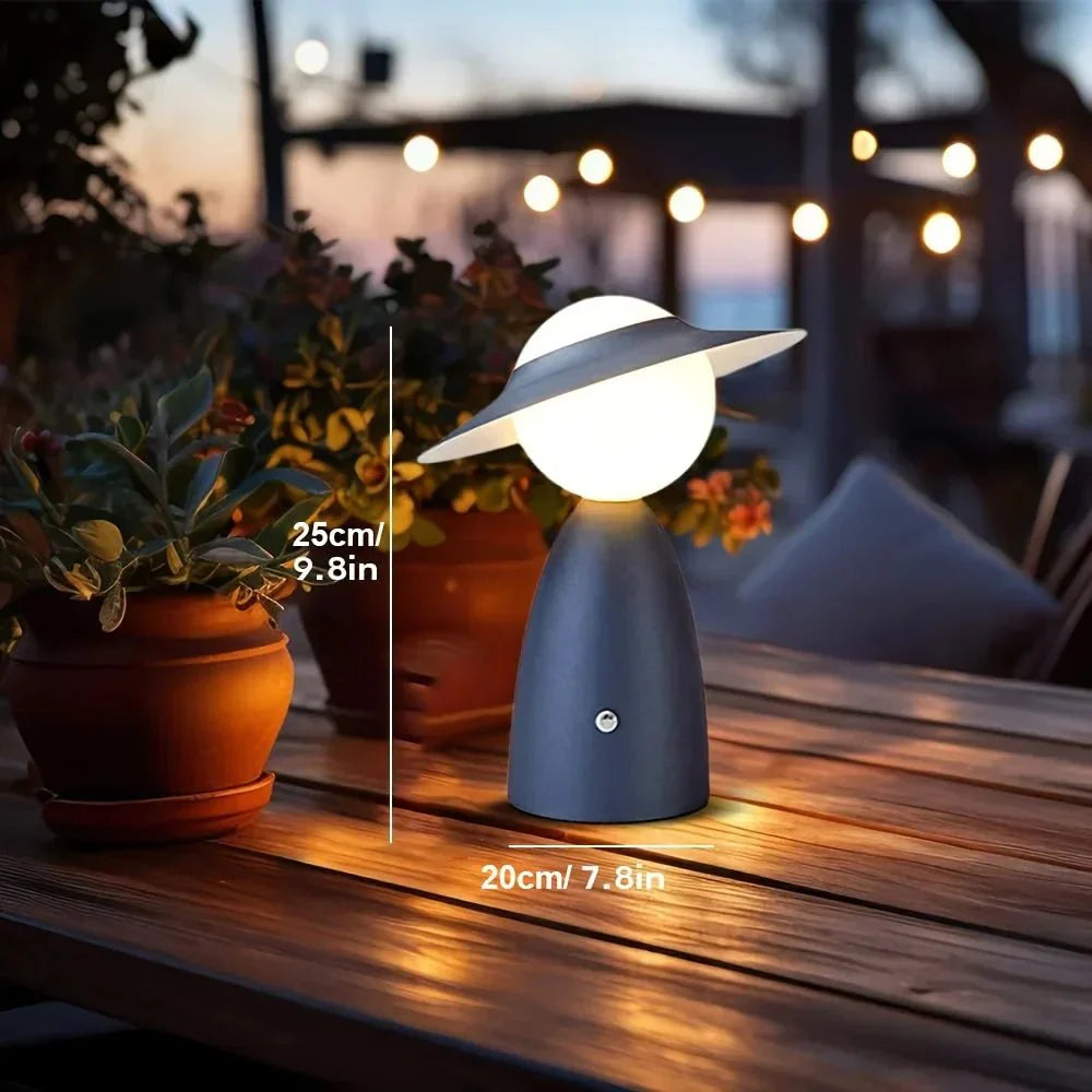 Trådlös laddningslampa med varmt LED-ljus och abstrakt design