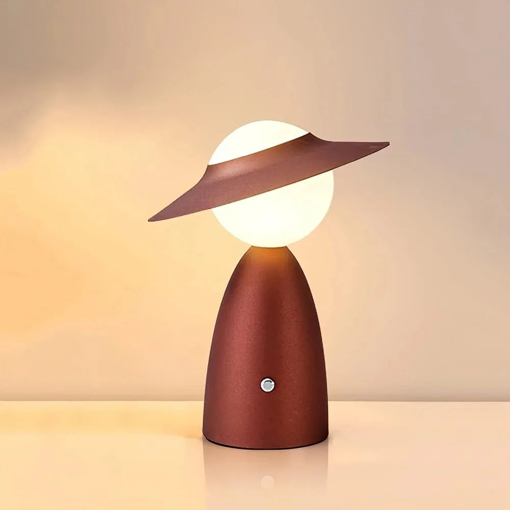 Trådlös laddningslampa med varmt LED-ljus och abstrakt design