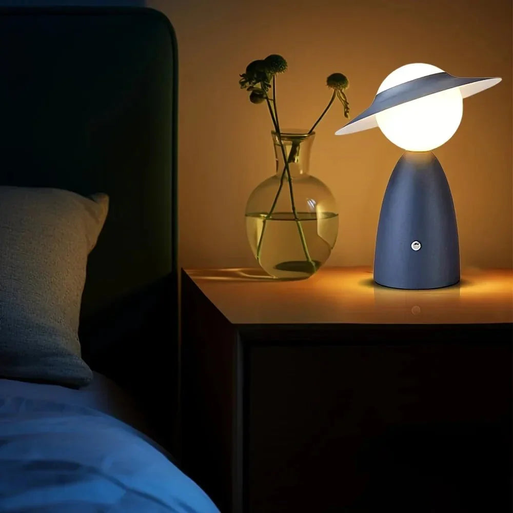 Trådlös laddningslampa med varmt LED-ljus och abstrakt design