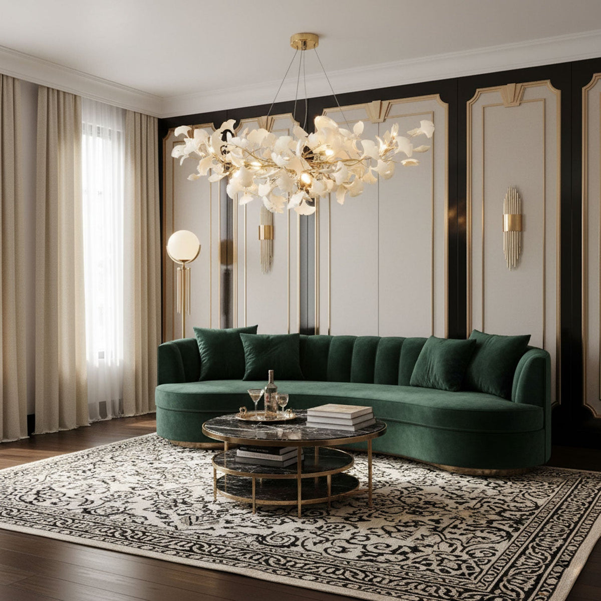 Horizon Bloom Gingko Chandelier | Handcrafted Porcelain Ginkgo Leaves