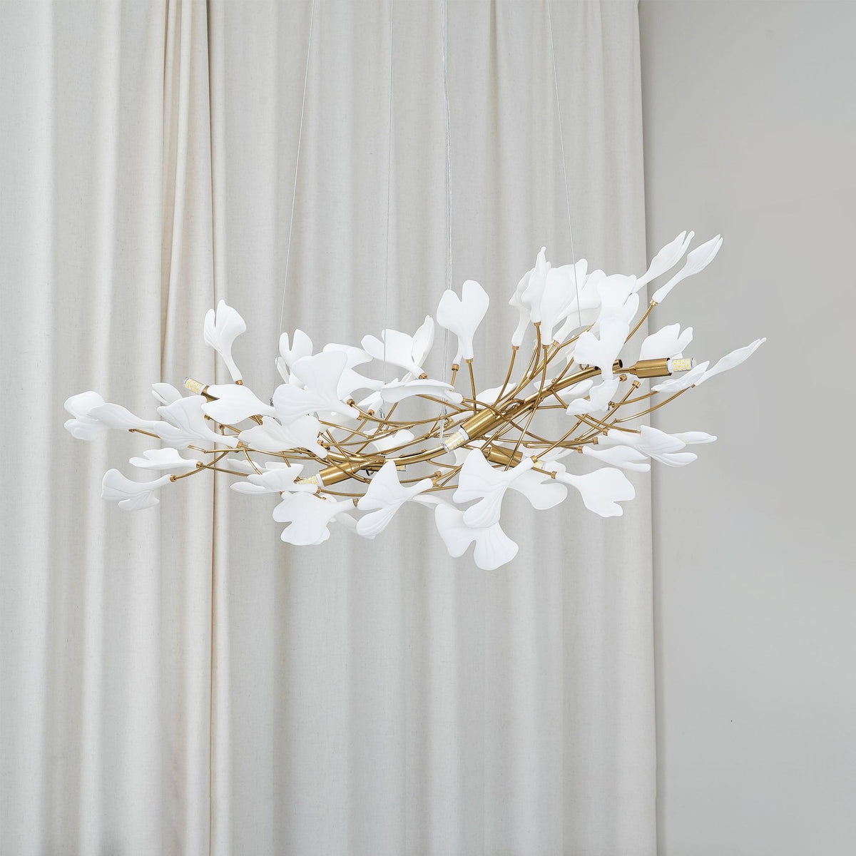 Horizon Bloom Gingko Chandelier | Handcrafted Porcelain Ginkgo Leaves