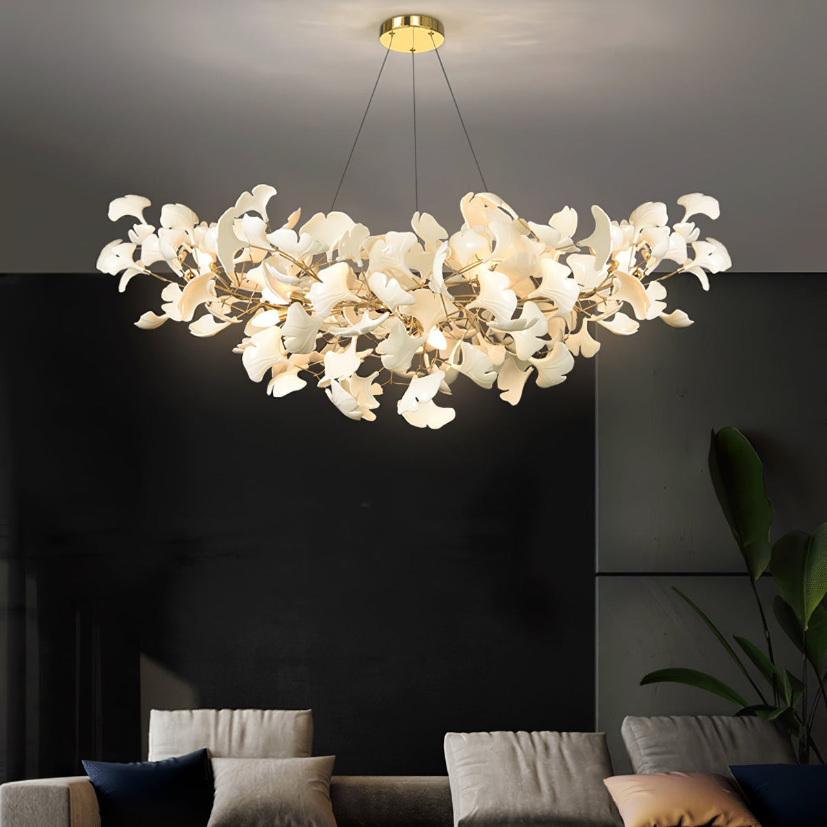 Horizon Bloom Gingko Chandelier | Handcrafted Porcelain Ginkgo Leaves