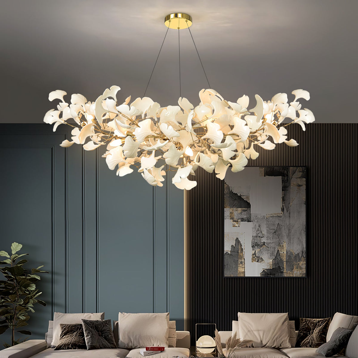 Horizon Bloom Gingko Chandelier | Handcrafted Porcelain Ginkgo Leaves