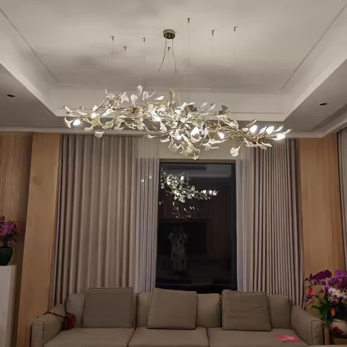 Horizon Bloom Gingko Chandelier | Handcrafted Porcelain Ginkgo Leaves