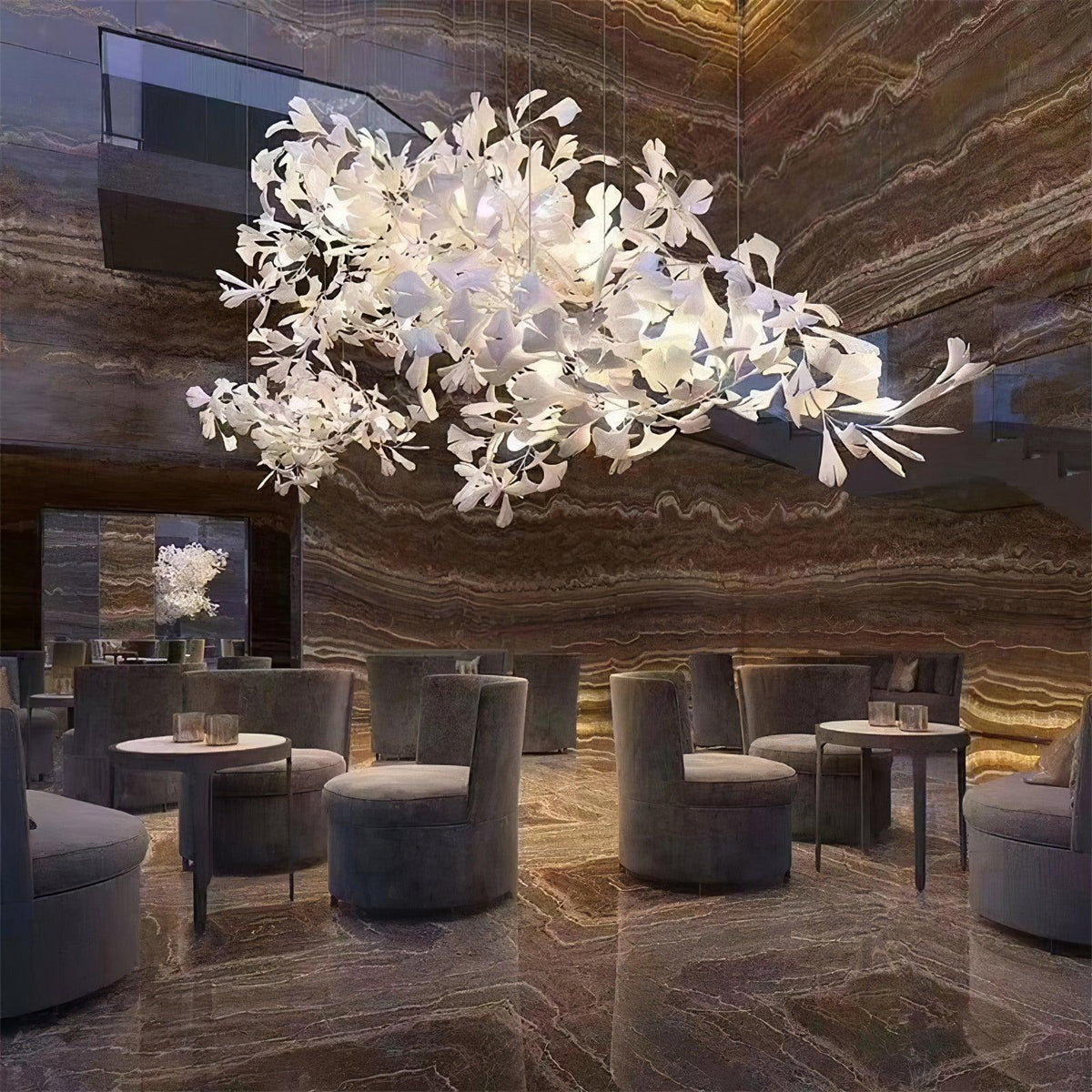 Horizon Bloom Gingko Chandelier | Handcrafted Porcelain Ginkgo Leaves