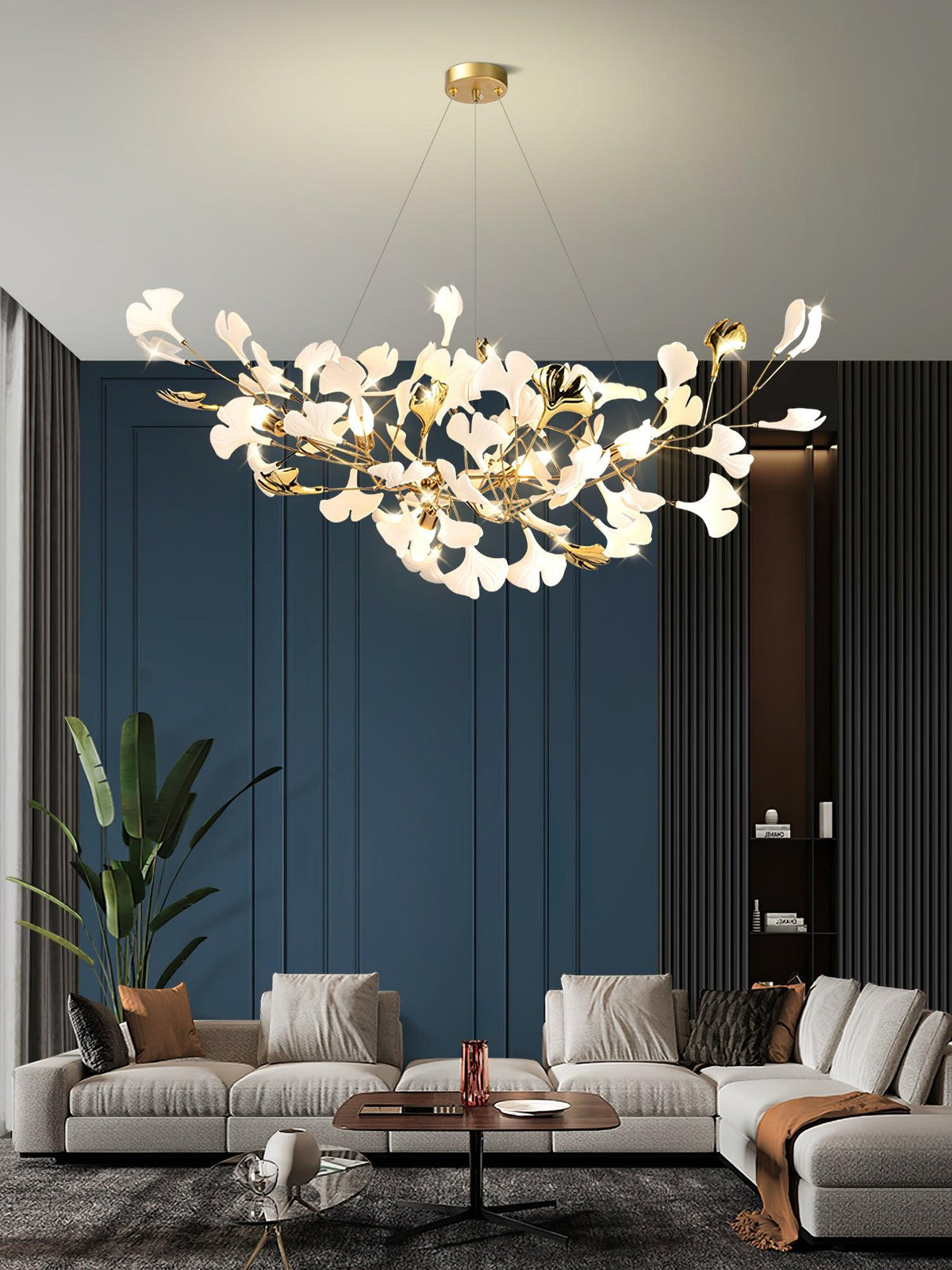 Horizon Bloom Gingko Chandelier | Handcrafted Porcelain Ginkgo Leaves