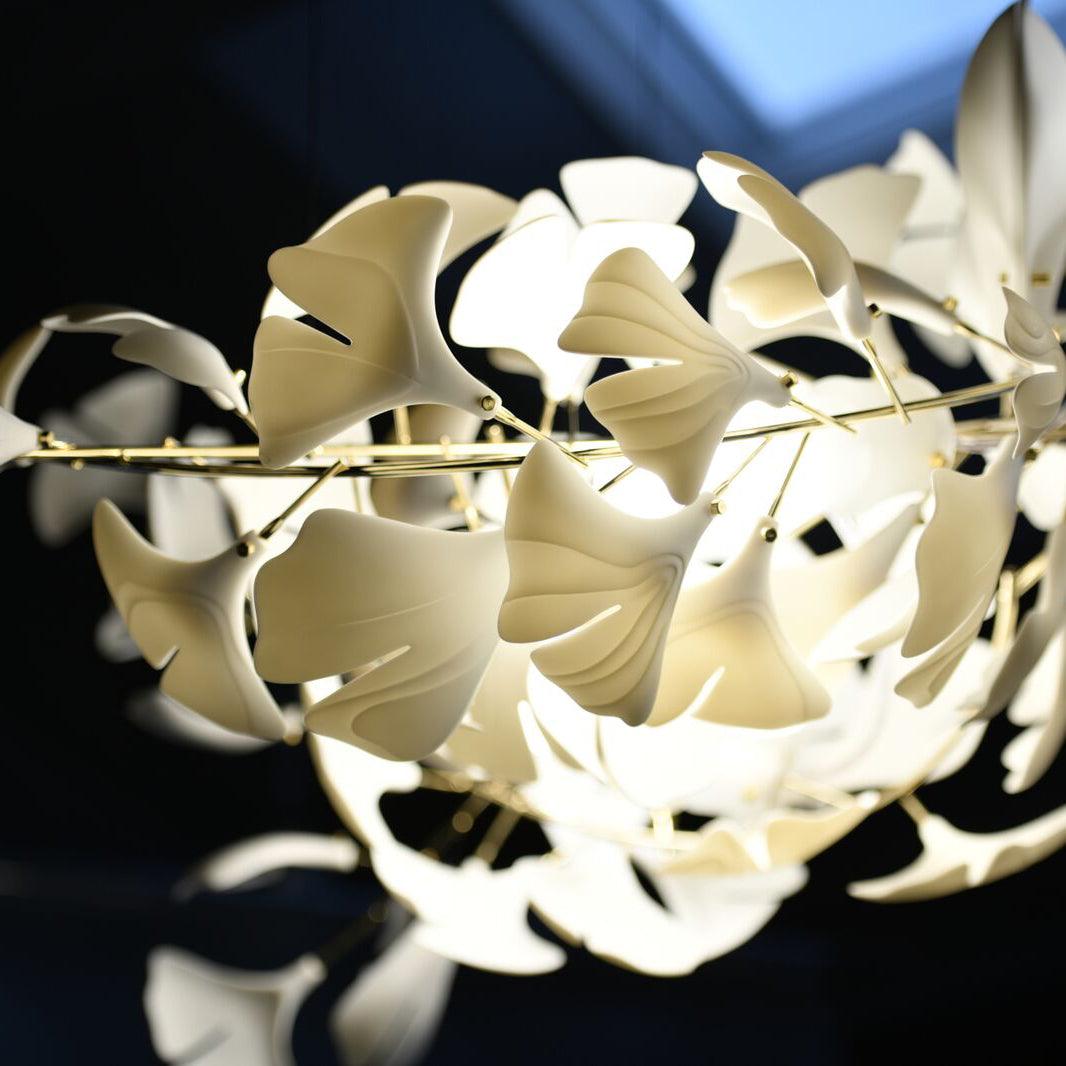 Horizon Bloom Gingko Chandelier | Handcrafted Porcelain Ginkgo Leaves