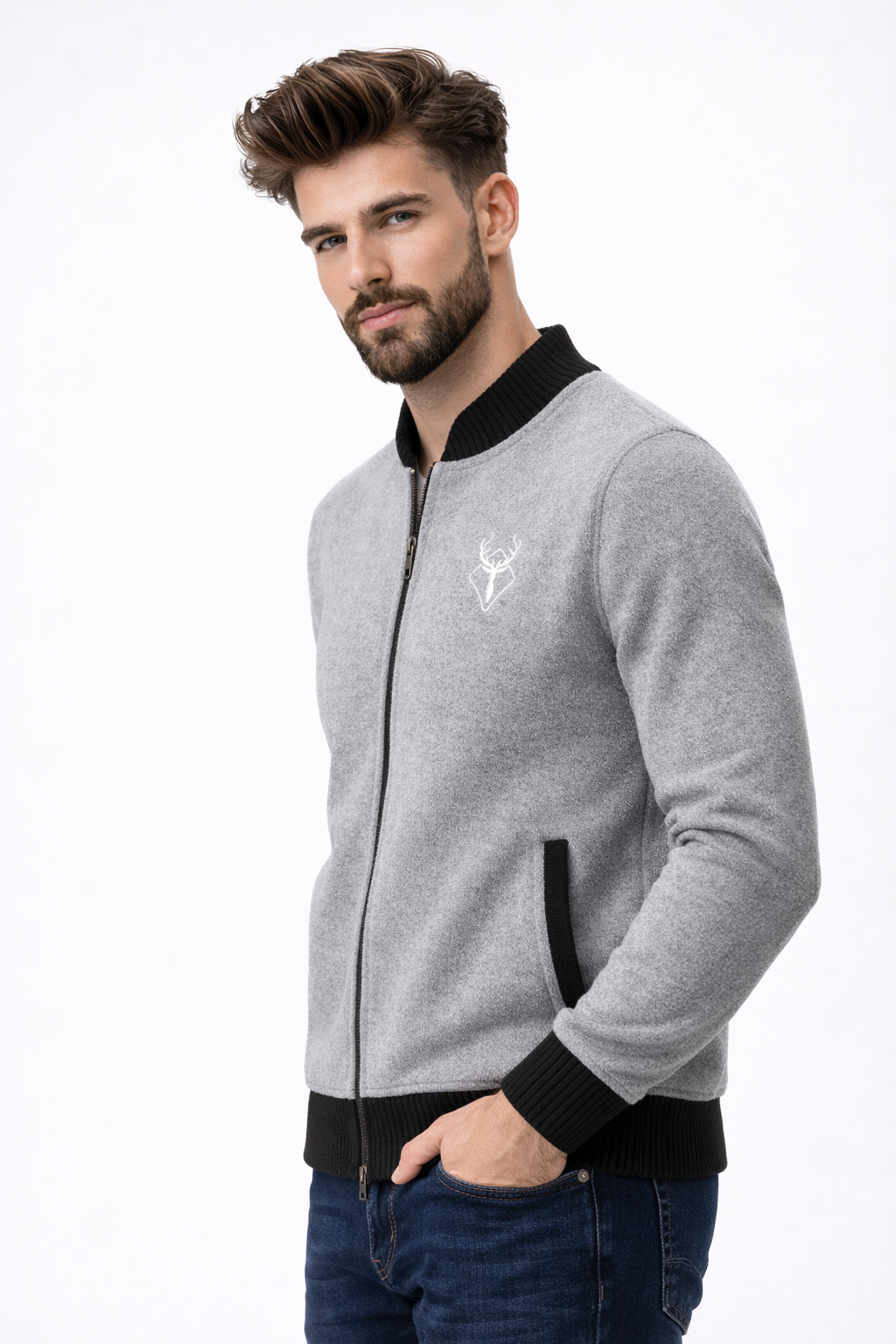 Vest til mænd med lynlås i blød polyester | Let casual-trøje