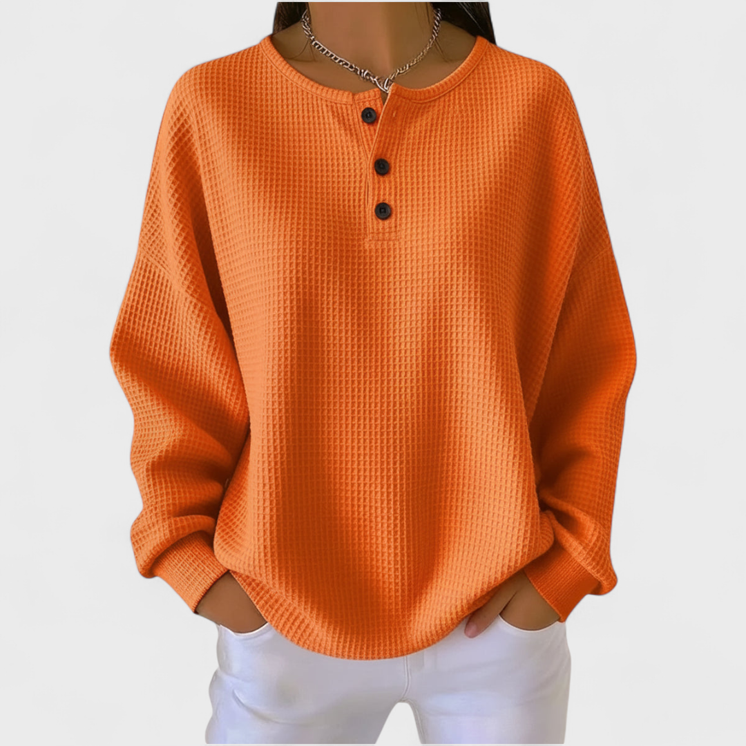 Pull pour femme en tissu gaufré doux | Pull décontracté et confortable