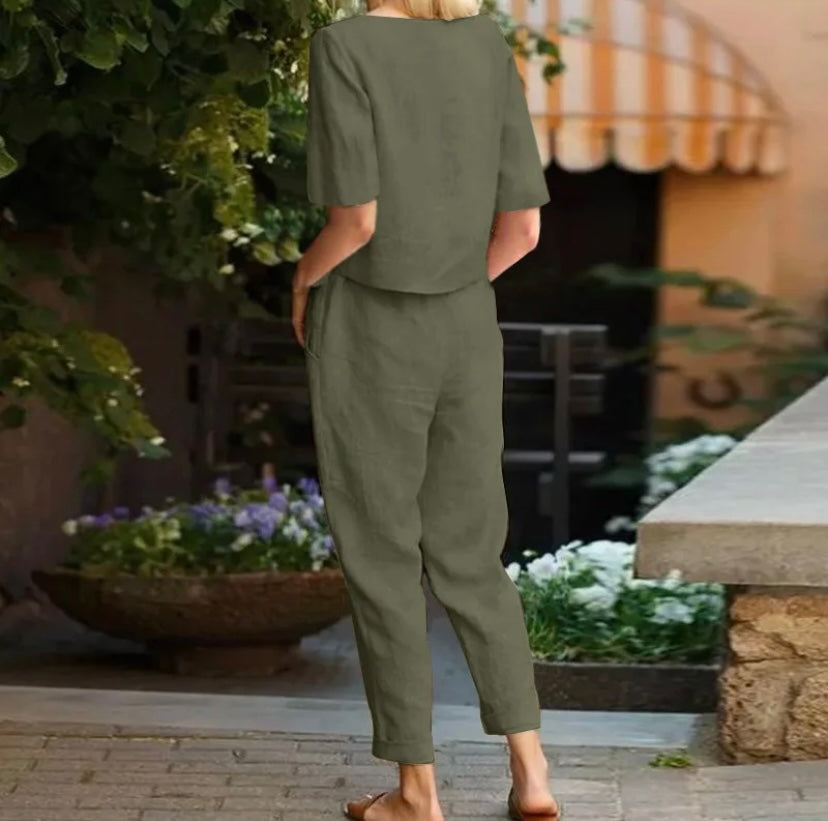 Conjunto de dos piezas de manga corta | Conjunto elegante para mujer