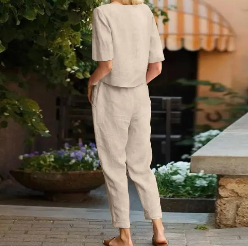 Conjunto de dos piezas de manga corta | Conjunto elegante para mujer