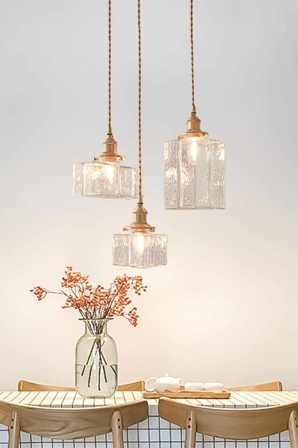 Jewel Vierkante Glazen Hanglamp | Handgeblazen Glas & Messing