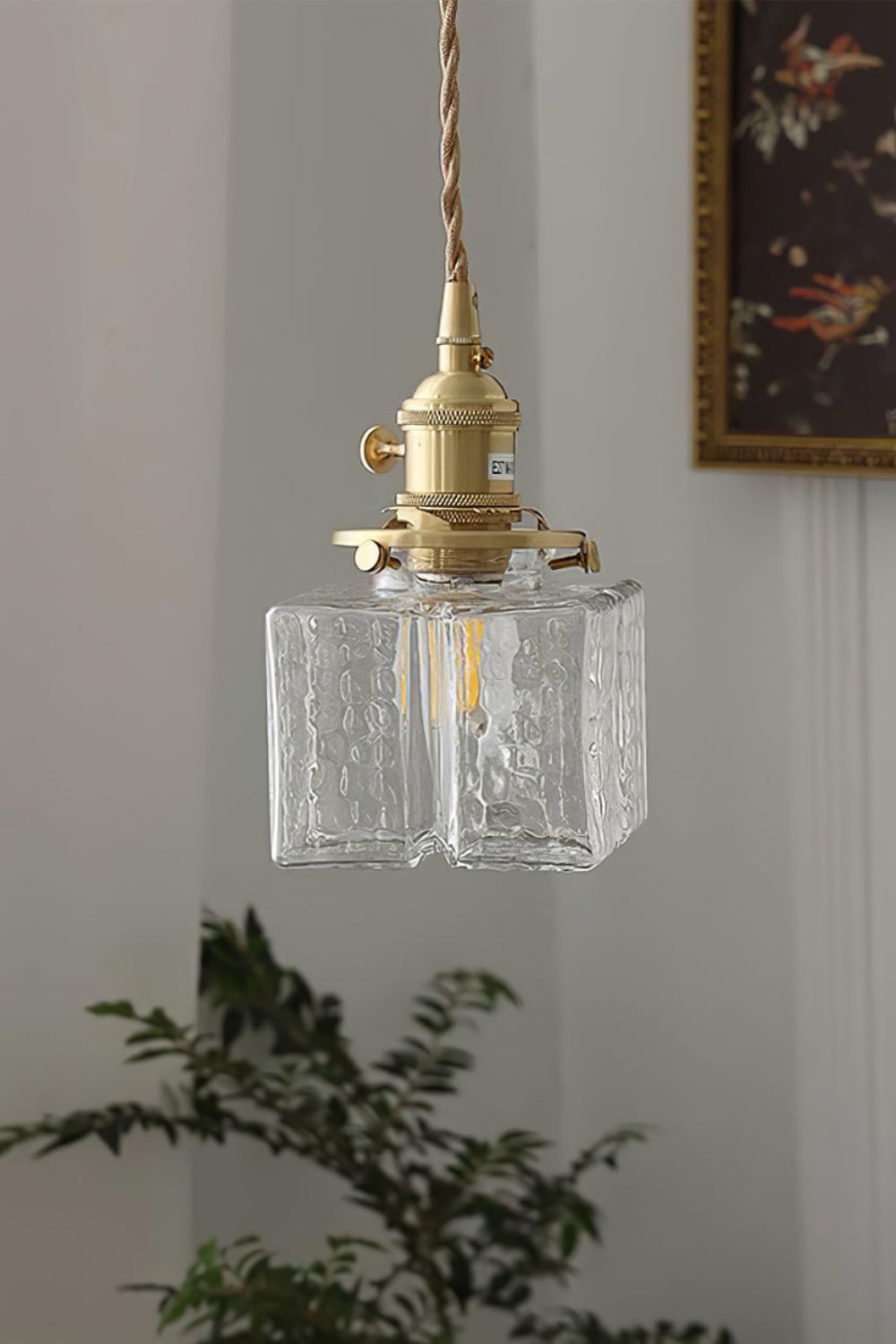 Jewel Vierkante Glazen Hanglamp | Handgeblazen Glas & Messing