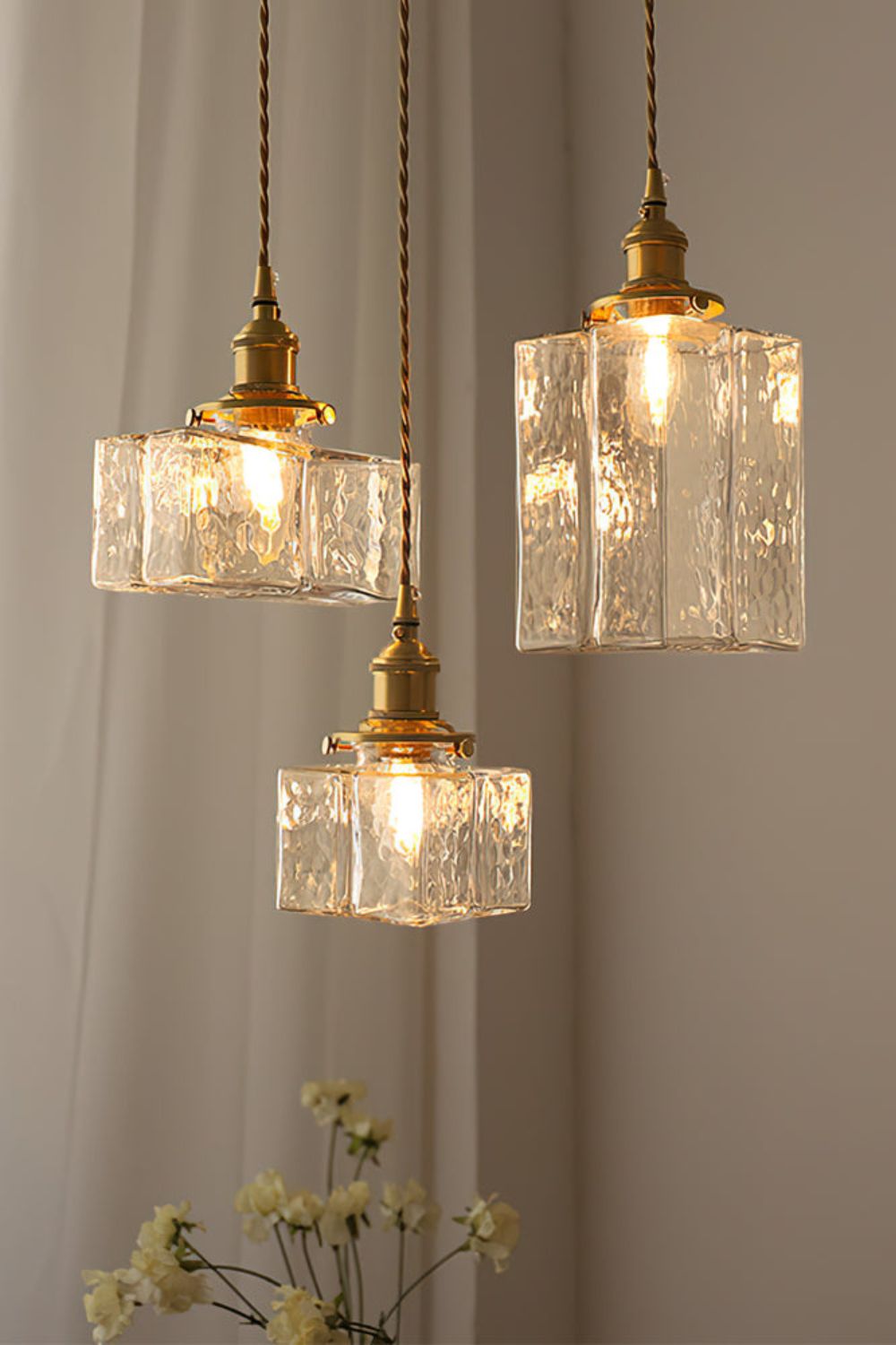 Jewel Vierkante Glazen Hanglamp | Handgeblazen Glas & Messing