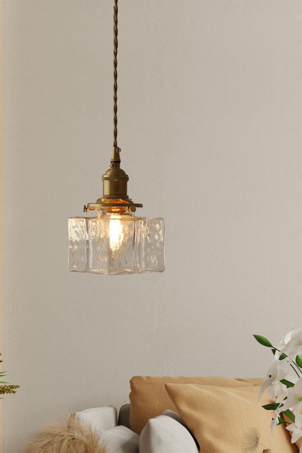Jewel Vierkante Glazen Hanglamp | Handgeblazen Glas & Messing