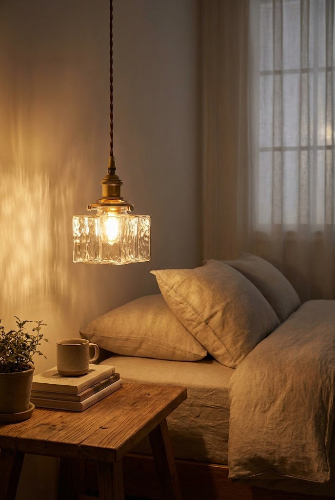 Jewel Vierkante Glazen Hanglamp | Handgeblazen Glas & Messing
