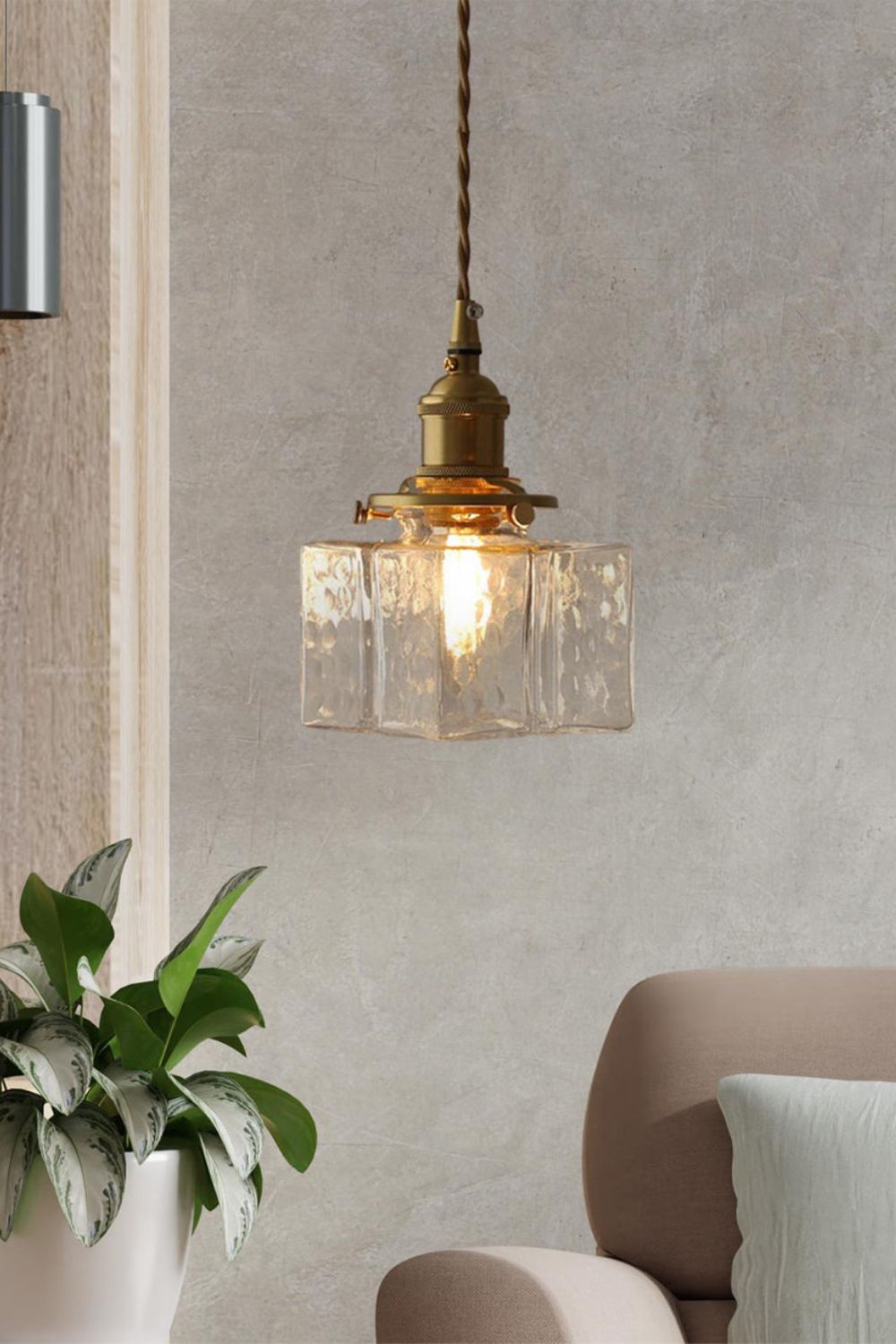 Jewel Vierkante Glazen Hanglamp | Handgeblazen Glas & Messing