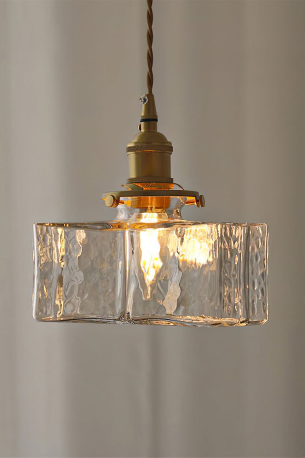 Jewel Vierkante Glazen Hanglamp | Handgeblazen Glas & Messing