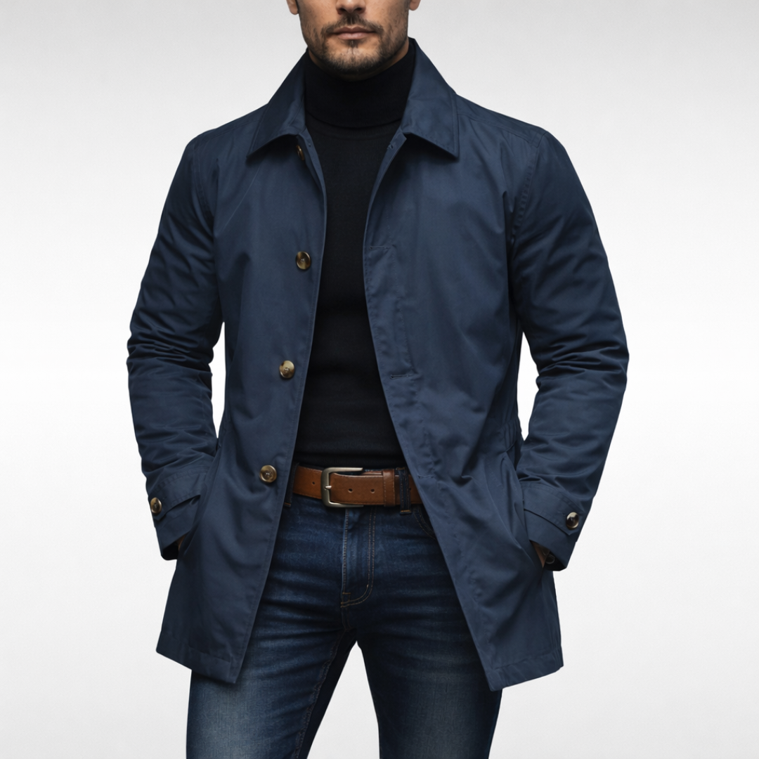Men's Coat With Collar And Button Closure | Lightweight Transitional Coat