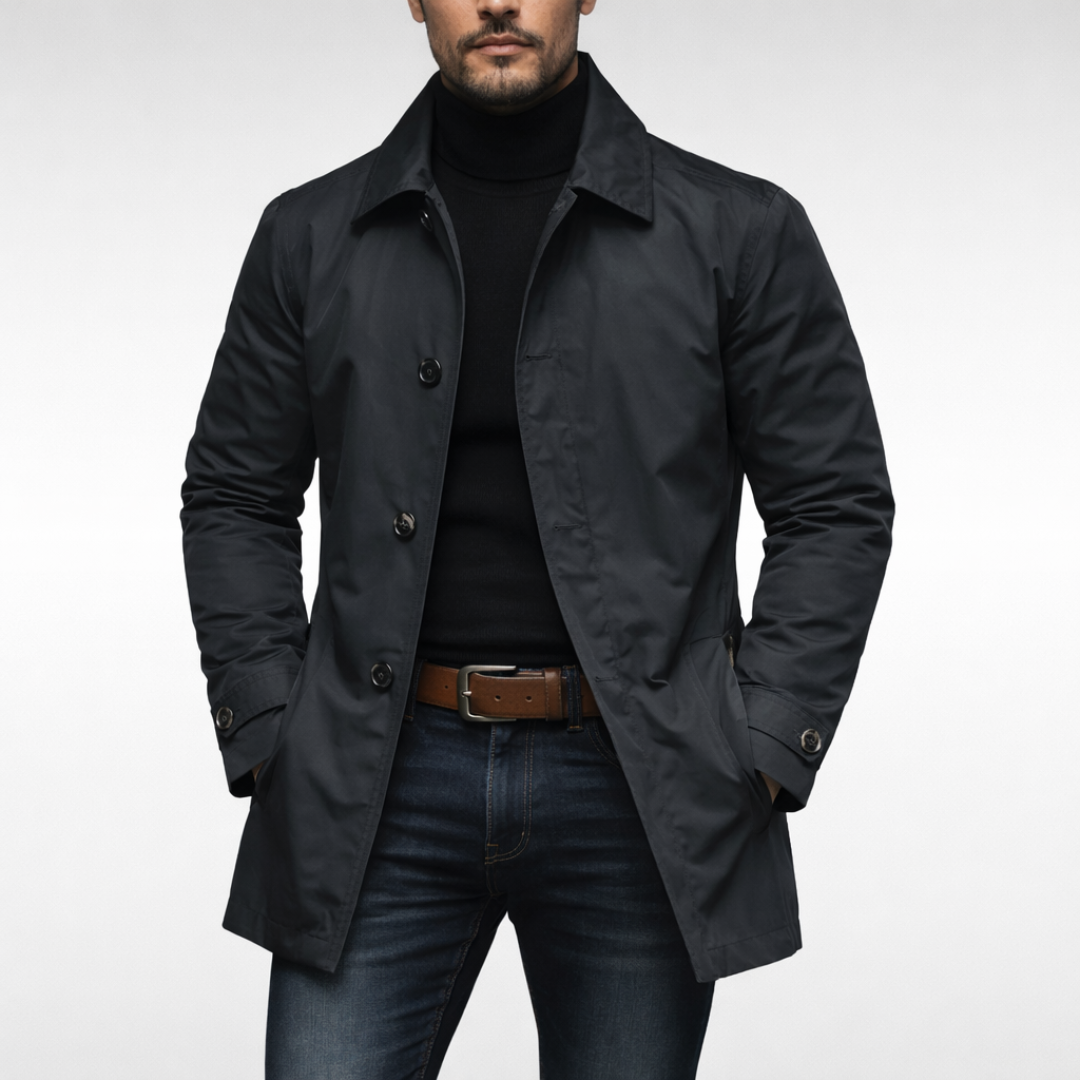 Men's Coat With Collar And Button Closure | Lightweight Transitional Coat