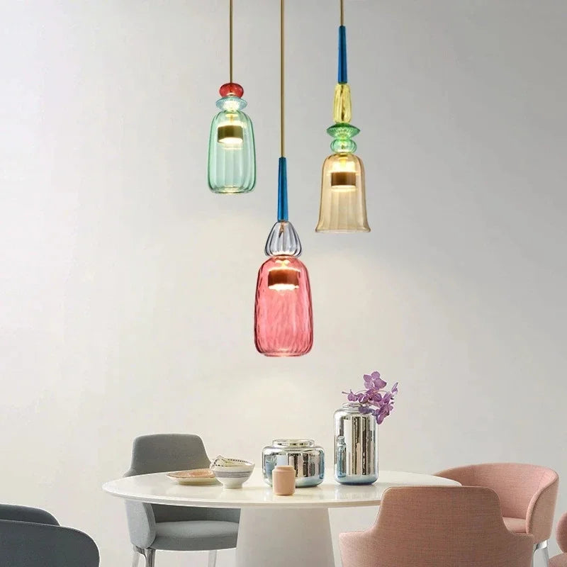 Szklana lampa wisząca Macaron – Kolorowa i nowoczesna – Zabawy design