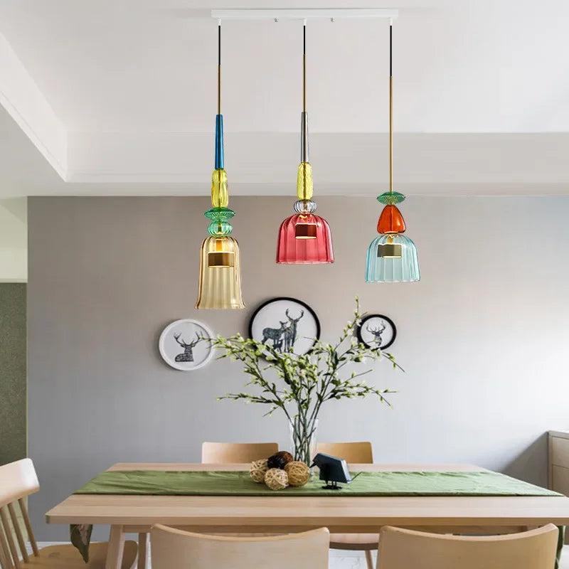 Szklana lampa wisząca Macaron – Kolorowa i nowoczesna – Zabawy design