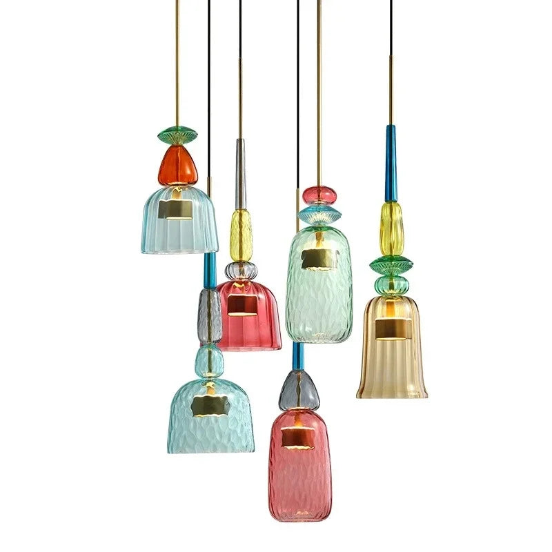 Szklana lampa wisząca Macaron – Kolorowa i nowoczesna – Zabawy design