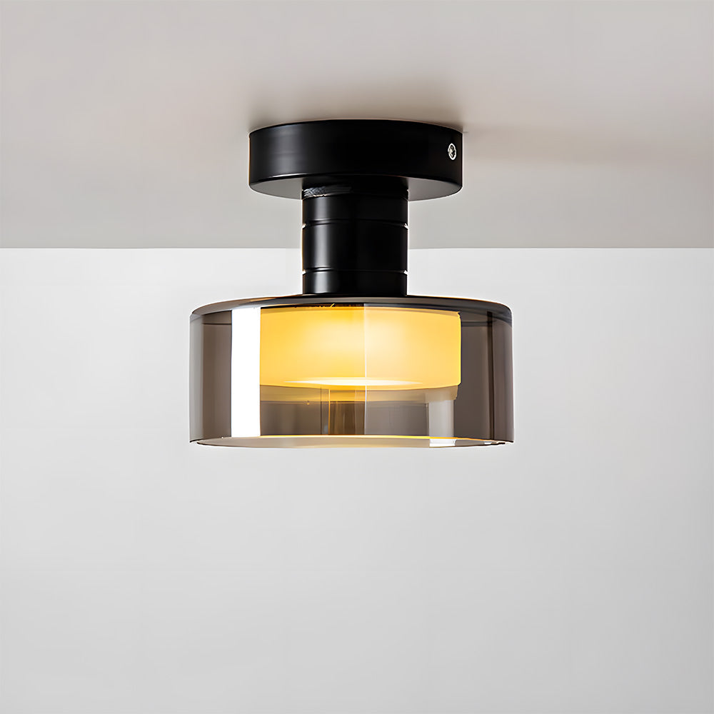 Glazen Smokey LED Plafondlamp – Compact Design voor Hal en Gang