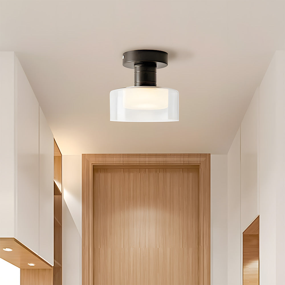 Glazen Smokey LED Plafondlamp – Compact Design voor Hal en Gang