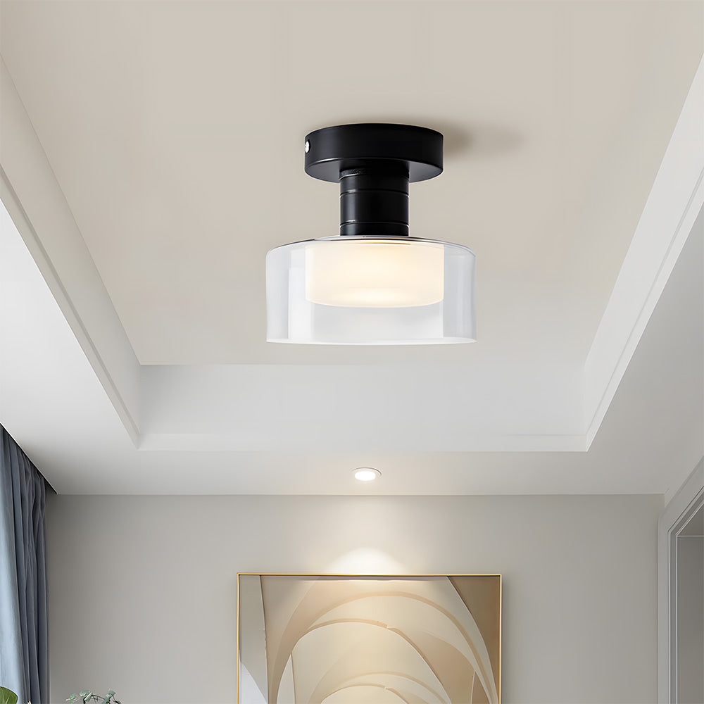 Glazen Smokey LED Plafondlamp – Compact Design voor Hal en Gang